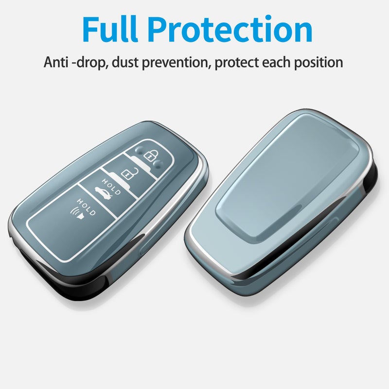 Autophone Compatible with Toyota Key Fob Cover with Keychain Fit For 2020-2022 Highlander Prius Corolla 2018-2024 Camry RAV4 Avalon C-HR GT86 (Storm Blue) - Image 3